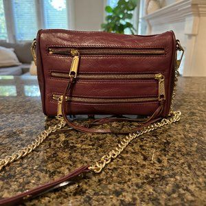 Rebecca Minkoff Burgundy Crossbody Bag with Gold Accents